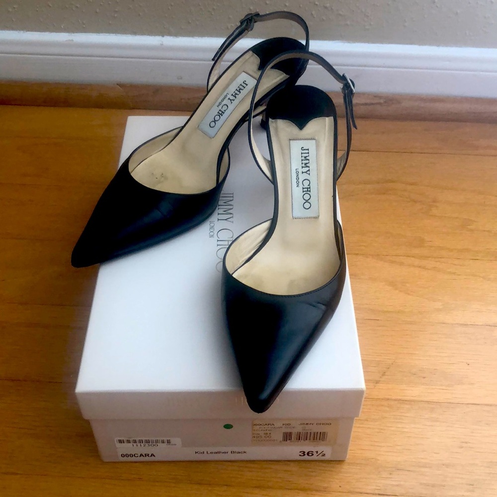 Jimmy Choo black sling back heels